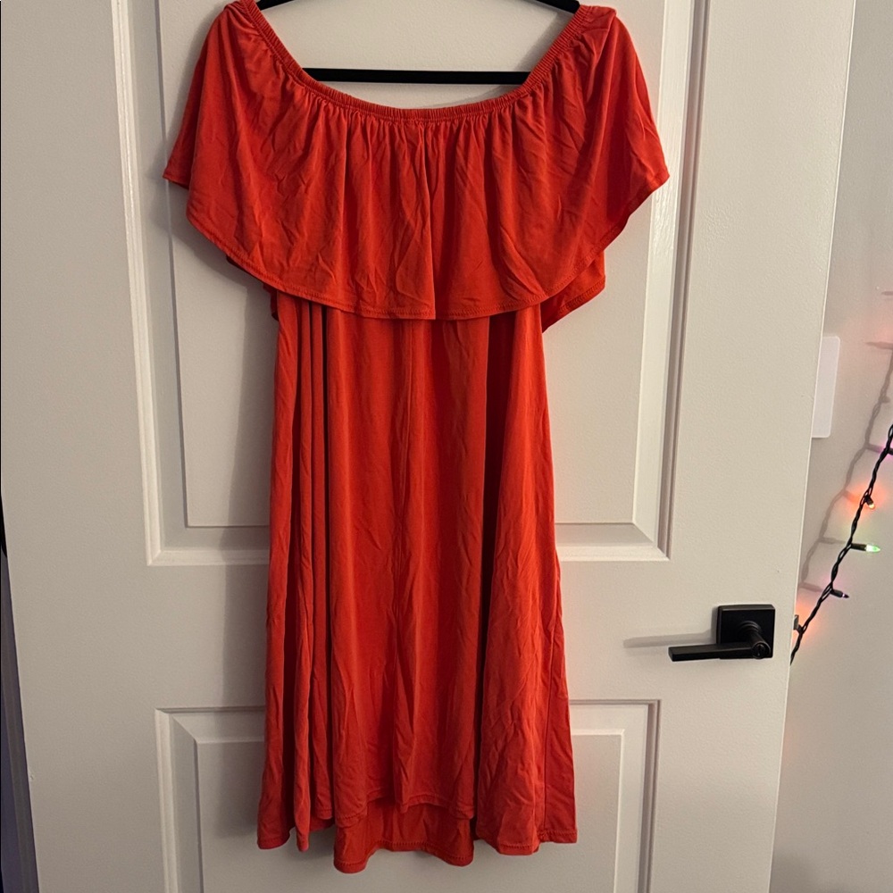 Honeyme Off-Shoulder Orange Mini Dress - Picture 4 of 4